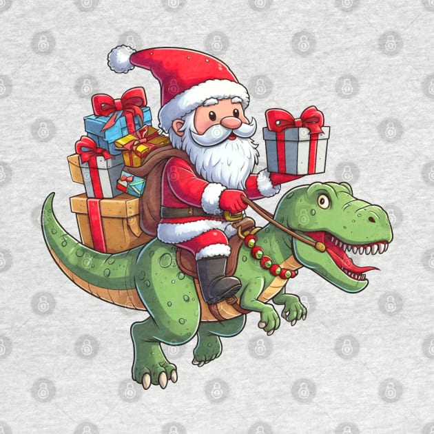 Santa Claus Riding T-REX by Etopix